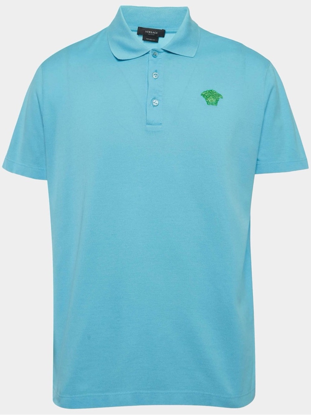 Versace Medusa Embroidered Polo Shirt – Light Blue 2XL Tailored Fit, NWOT